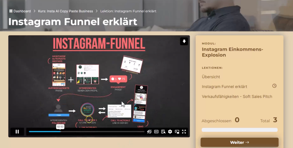 insta ai copy paste business videolektionen